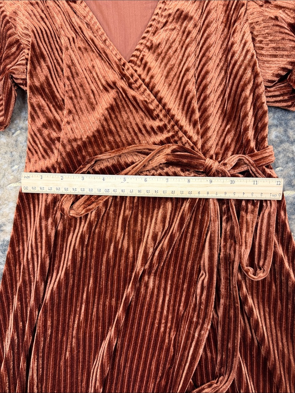 Rust Velvet High-Low Wrap Dress - Women | small - Picture 4 of 6